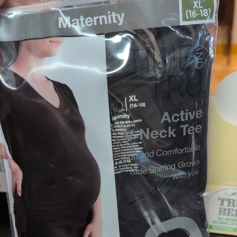 Time and Tru Black Active Neck Tee